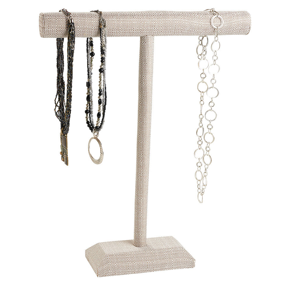 SSWBasics Large TBar Jewelry Linen Necklace Display Stand for Long Necklaces