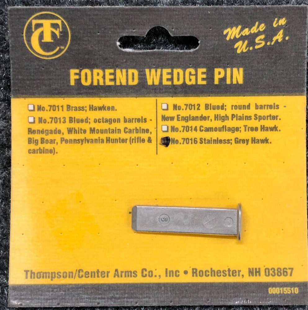 Thompson Center TC Muzzleloader Forend Wedge Pin, #7016, Grey Hawk, Stainless