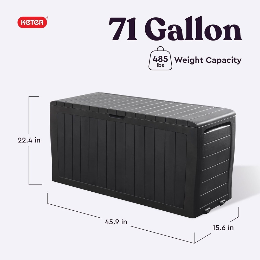Marvel 71 Gallon Resin Deck Box - Stylish & Secure Storage for Patio Essentials