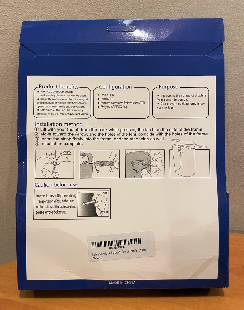 2 Pack Face Shield With Frame