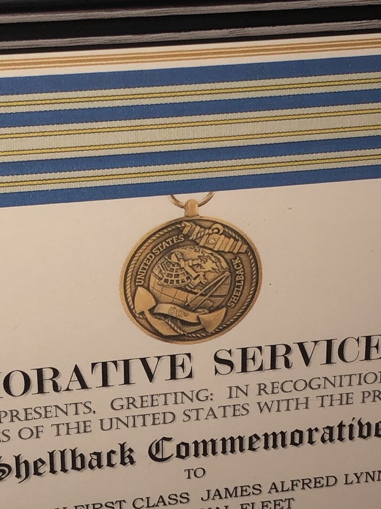NAVY SHELLBACK COMMEMORATIVE MEDAL CERTIFICATE ~ Type 1