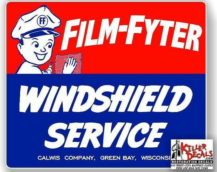 (FILM-STA-1) 3" FILM FYTER MAN WINDSHIELD SERVICE BOX DECAL STATION GASOLINE