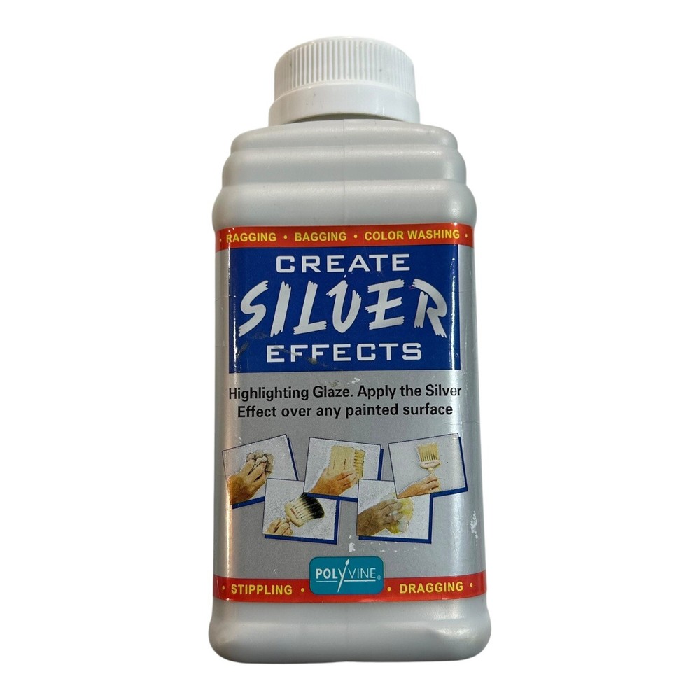 Polyvine Create Silver Effects Paint Dragging Stippling Glaze Art - 1 Quart