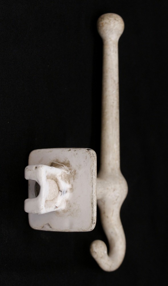 Vintage Cast Iron White Painted Flush Mount Wall Hook