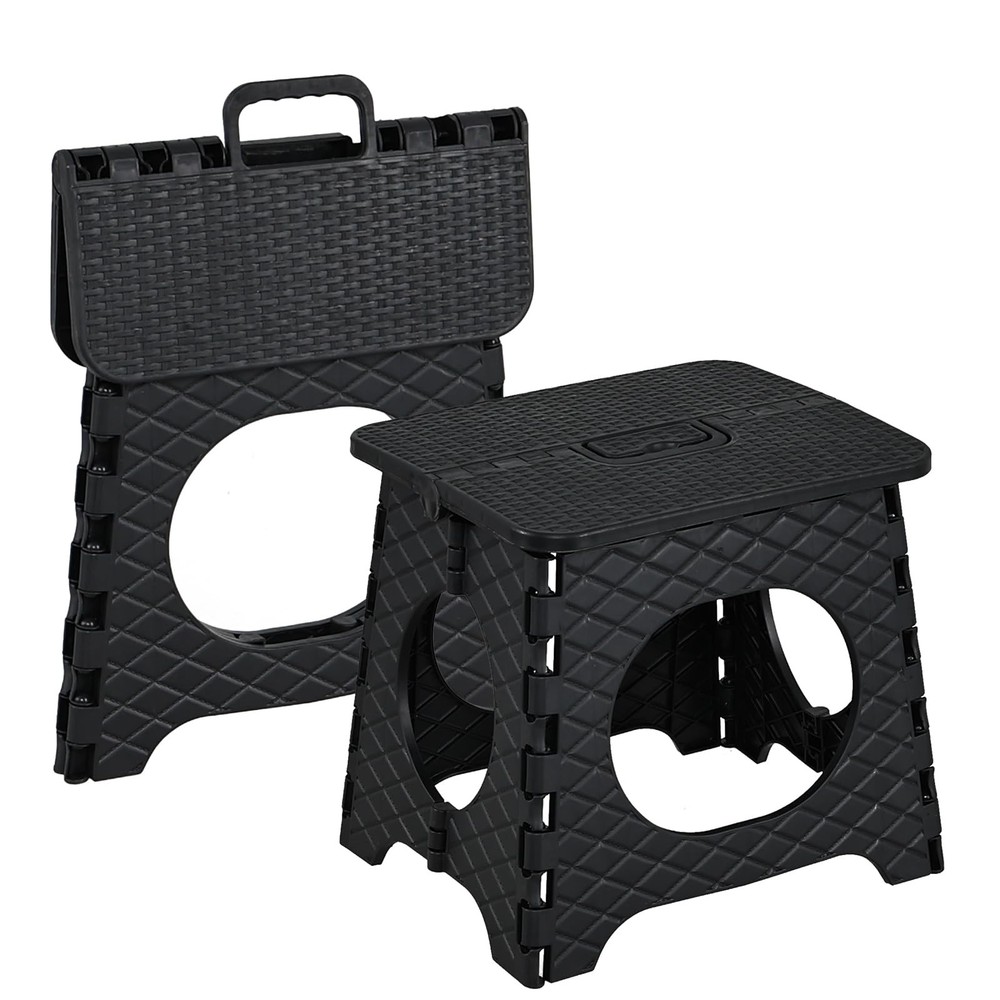 Folding Step Stool, 10 inch Non-Slip Foldable Stools, Step Stool with Handle,...