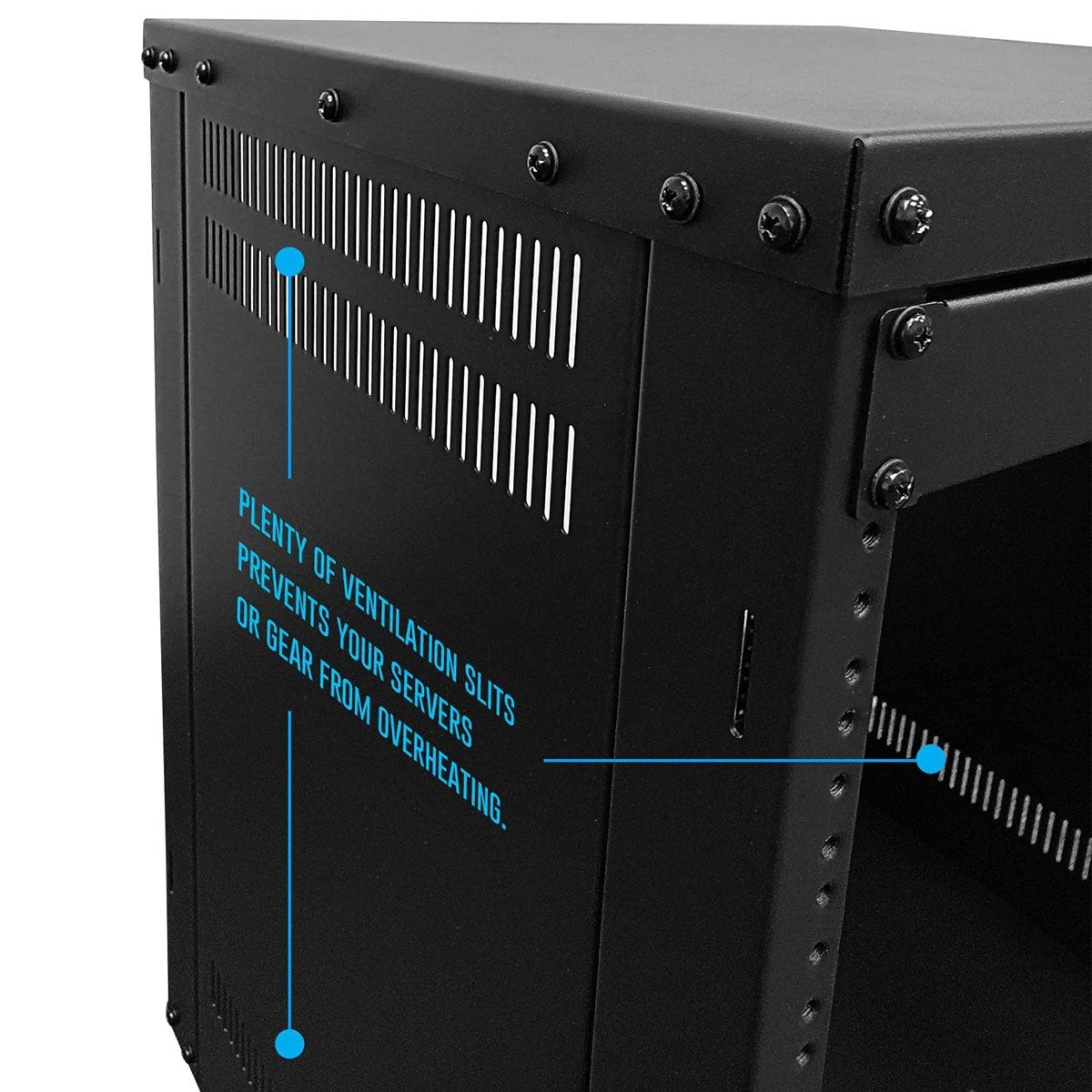 AxcessAbles 16U 19-Inch AV Rolling Equipment Rack Cabinet with Locking Wheels