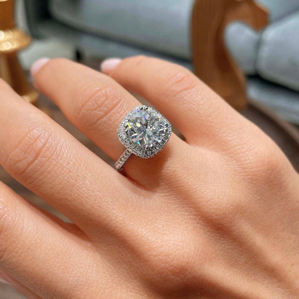 Gold Wedding Ring Semi Mount Setting 1.10 Ct Diamond Round Cut Solid 14k White