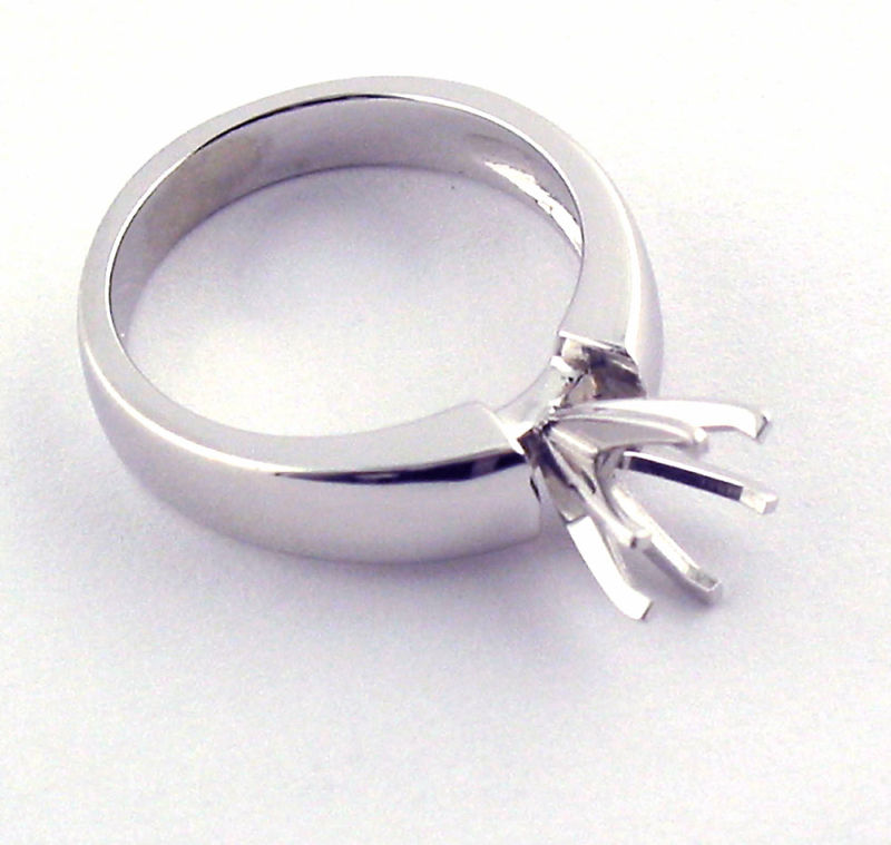 2Ct Solitaire Engagement Ring Mounting 14K solid White Gold Heavy Ring Setting