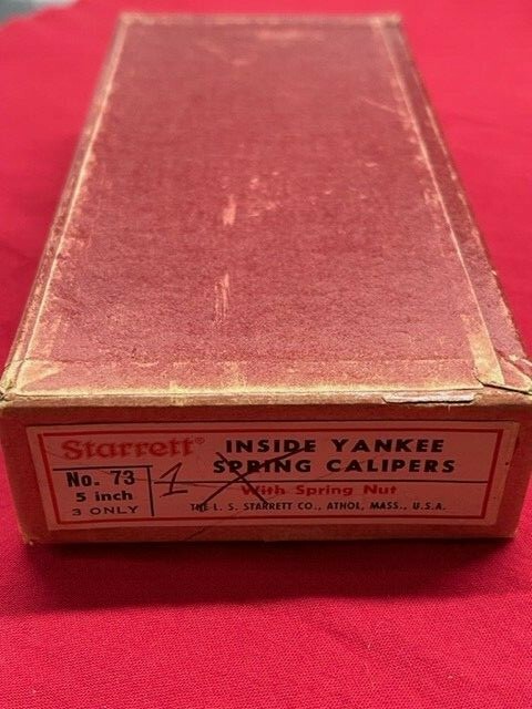 Starrett 73B-5 Yankee Spring-Type Inside Caliper, 5" Size, Spring Nut w/box-rust