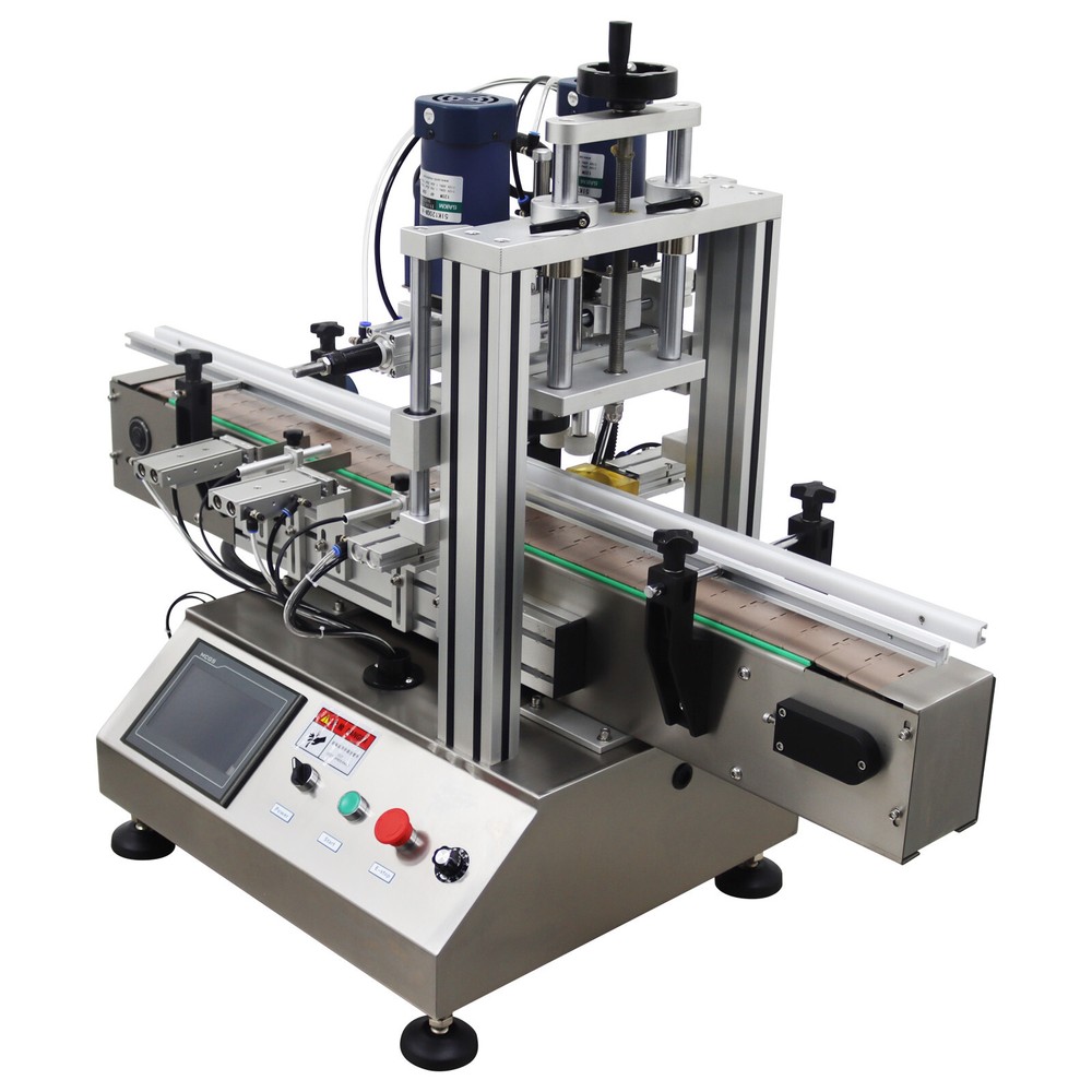 110V Automatic Desktop Chain Conveyor Table Capping Machine Φ2.63"-4" Bottle Cap