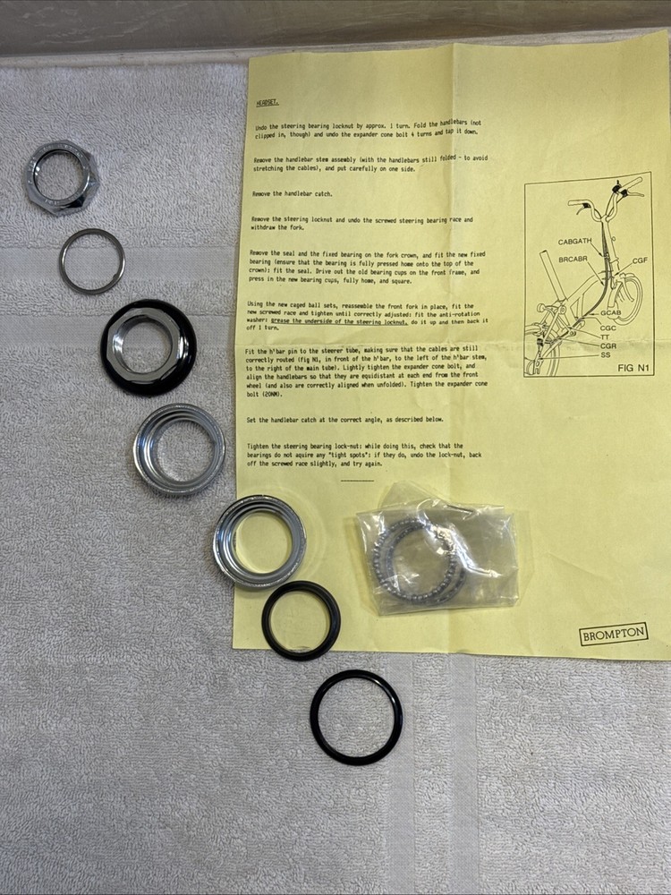 Brompton Headset -Steel - 1 1/8" Threaded - New with Brompton instructions