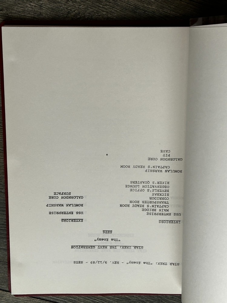 STAR TREK Script The Next Generation The Enemy Final Draft September 11 1989