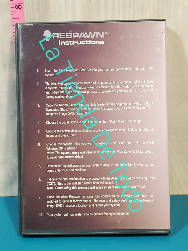 RARE BOOT RECOVERY CD DVD ROM FOR ALIENWARE RESPAWN WINDOWS XP USERS READ