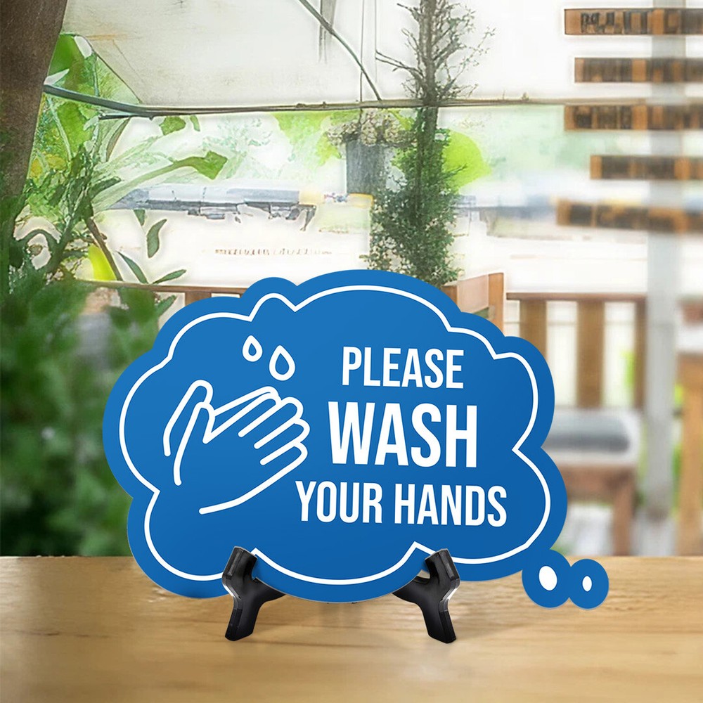 Please Wash Your Hands Cloud Speech Bubble (6 x 4") Table Sign
