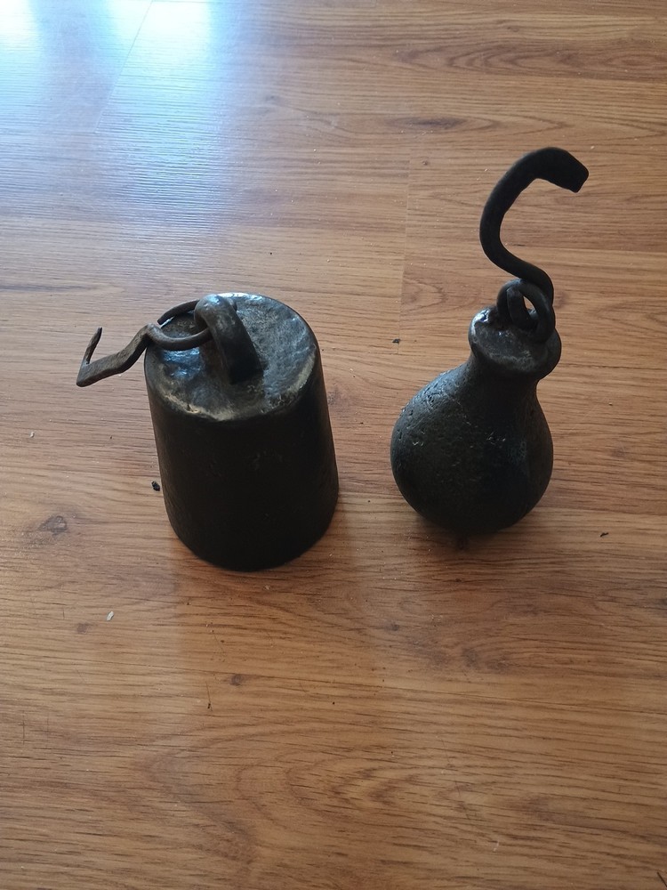 Antique Cotton Scale Weights With Hooks