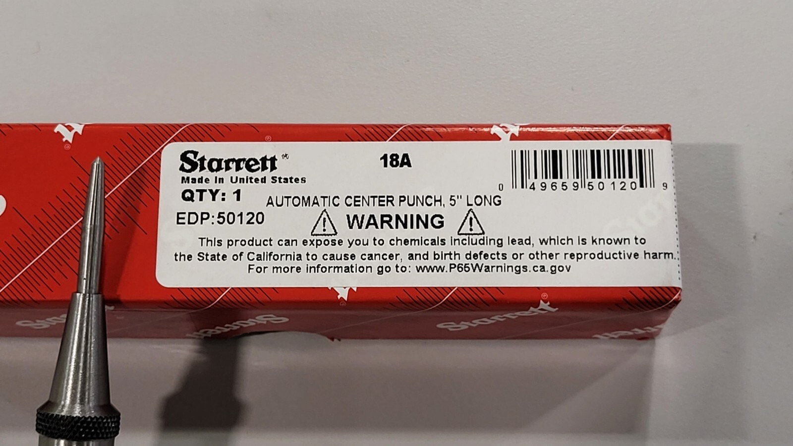 STARRETT 5" AUTOMATIC CENTER PUNCH # 18A - NEW