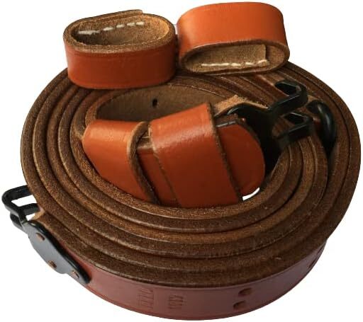 WWII US M1 GARAND RIFLE M1907 LEATHER CARRY SLING - with 2 Extra Keepers