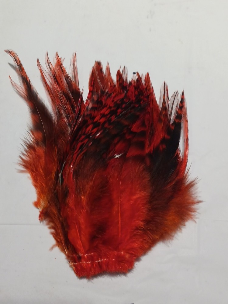 Grizzly Variant  Saddle Hackle Feathers - Strung Orange- 5-7" - 50 Pcs.