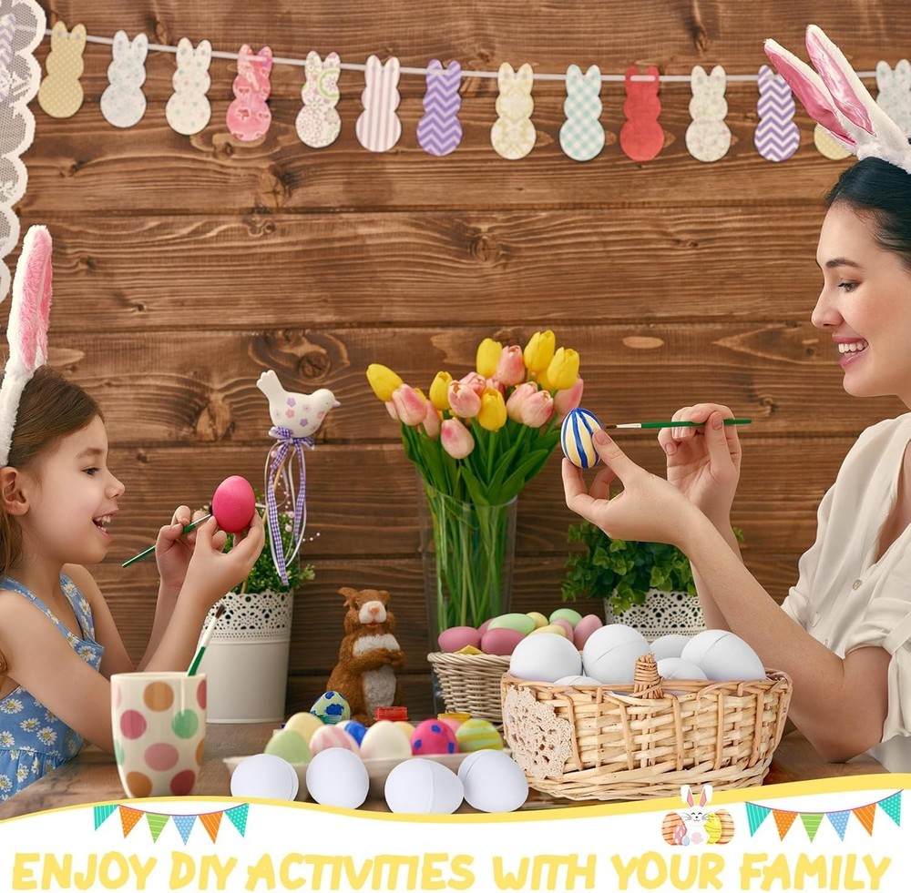 100 Pcs Paintable Easter Paper Mache Eggs DIY Blank Paper Mache Dyeable Easte...