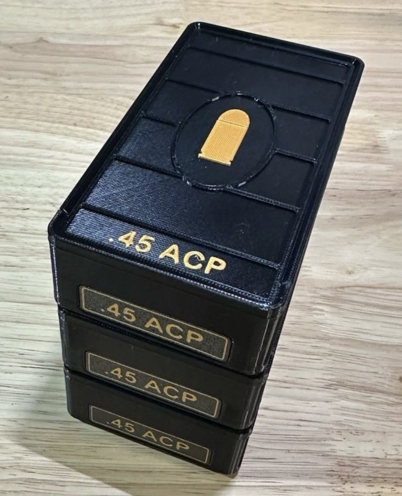Stackable 45 ACP Auto Ammo Box 50rd Capacity (3 Pack)