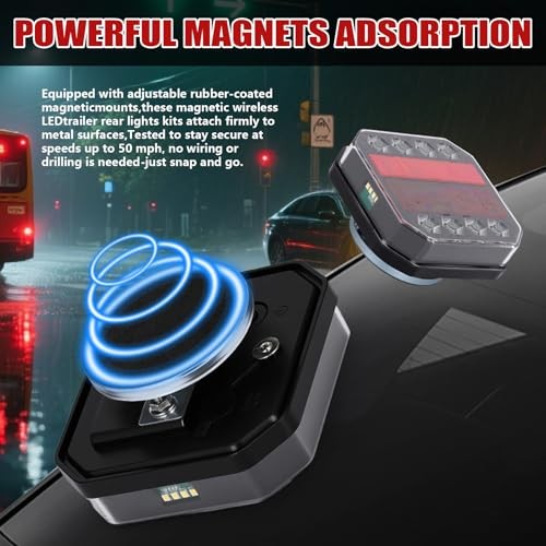 Upgraded Wireless Trailer Lights Magnetic Bluetooth Remote Control Trailer