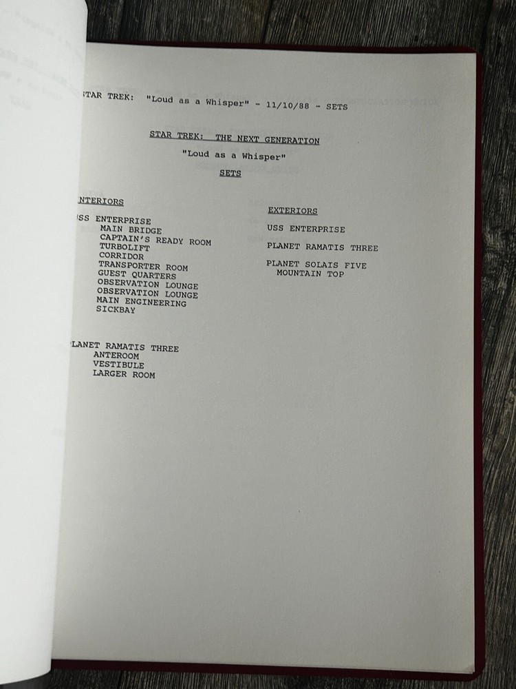 STAR TREK Script The Next Generation Loud As A Whisper Final Draft Nov 10 1988