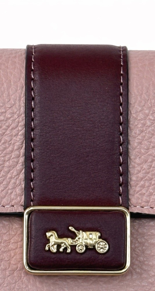 Coach Medium Grace Tri Fold Wallet Shell Pink Wine Leather CI421 ~ NWT