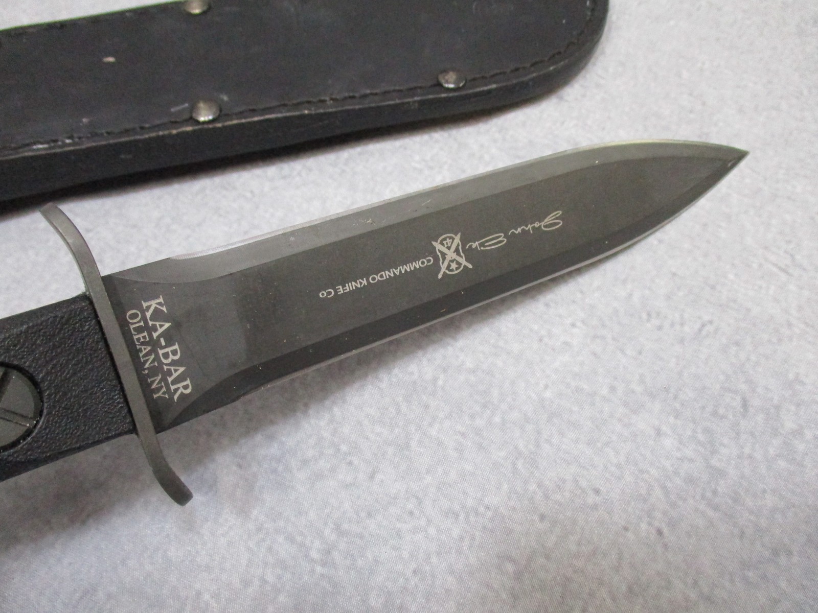 KA-BAR EK44 Commando Knife John Ek Fixed Blade w/ Leather Sheath Used