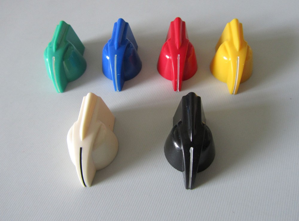 12 Black Raised Chicken Head Knobs 1/4" Guitar Effect Pedal Knobs Brass Insert
