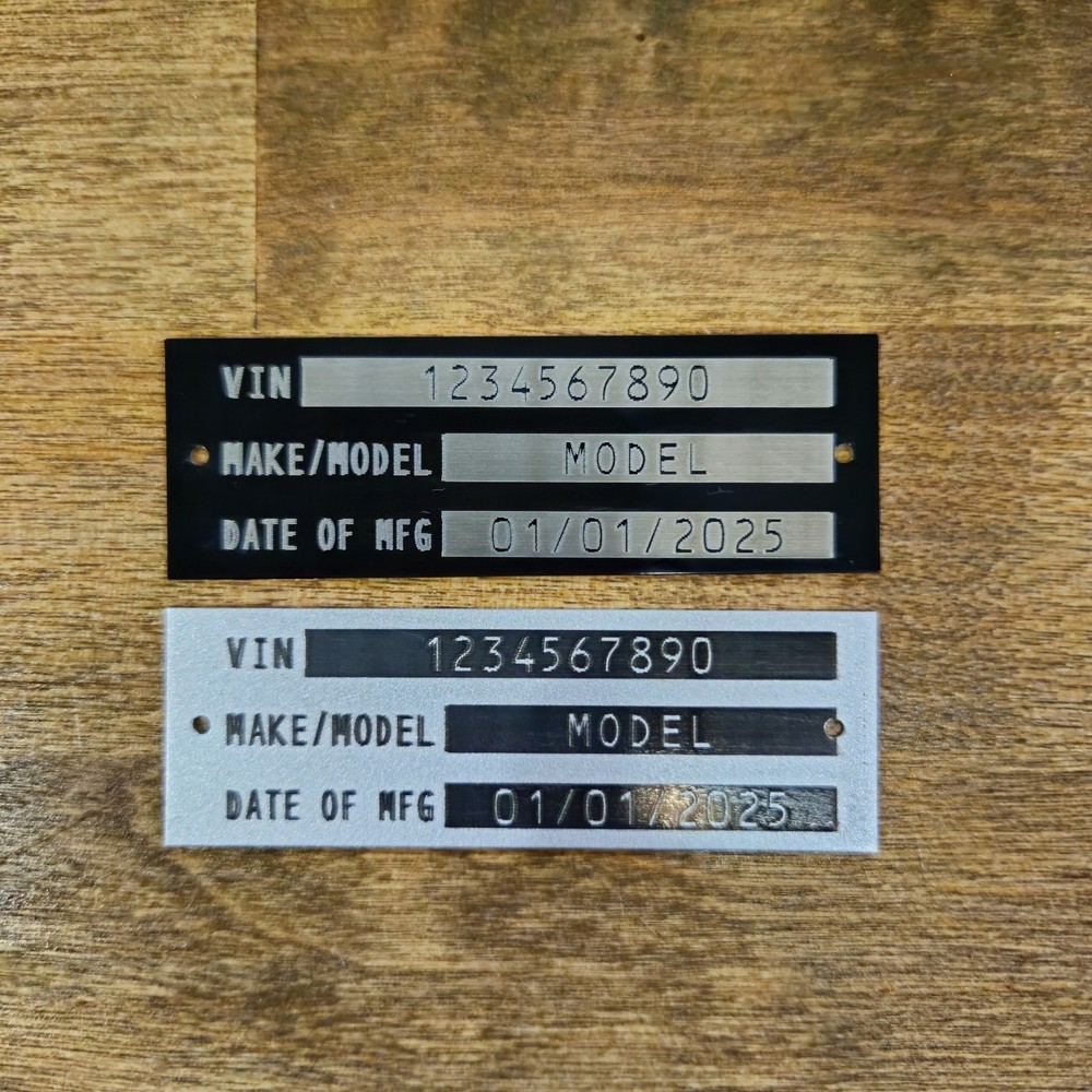 1x4 Custom Aluminum Data Identification Plaque Vehicle Boat Marine Trailer Tag