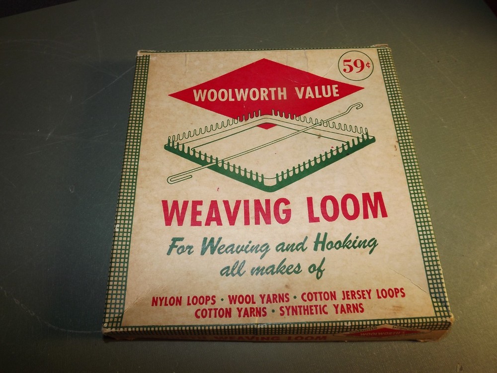 Vintage Woolworth Value Weaving Loom Red Plastic w/Box