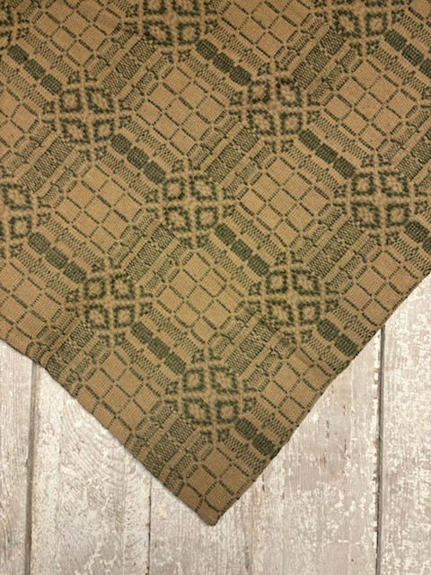 New Primitive TAN GREEN COVERLET TABLE SQUARE Large Tablecloth 52"