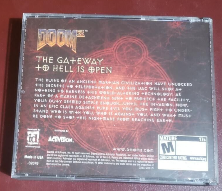 Doom 3 PC CD ROM 3 CD's and Product Key