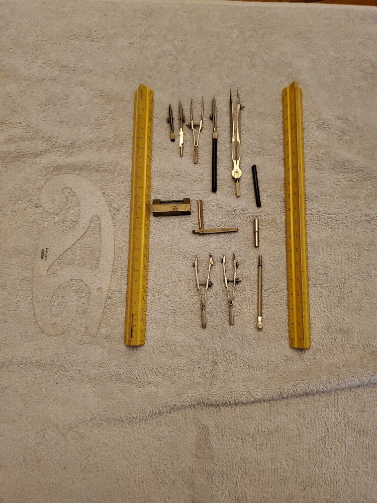 Assortment Of Drafting/measuring  Tools From An Auction