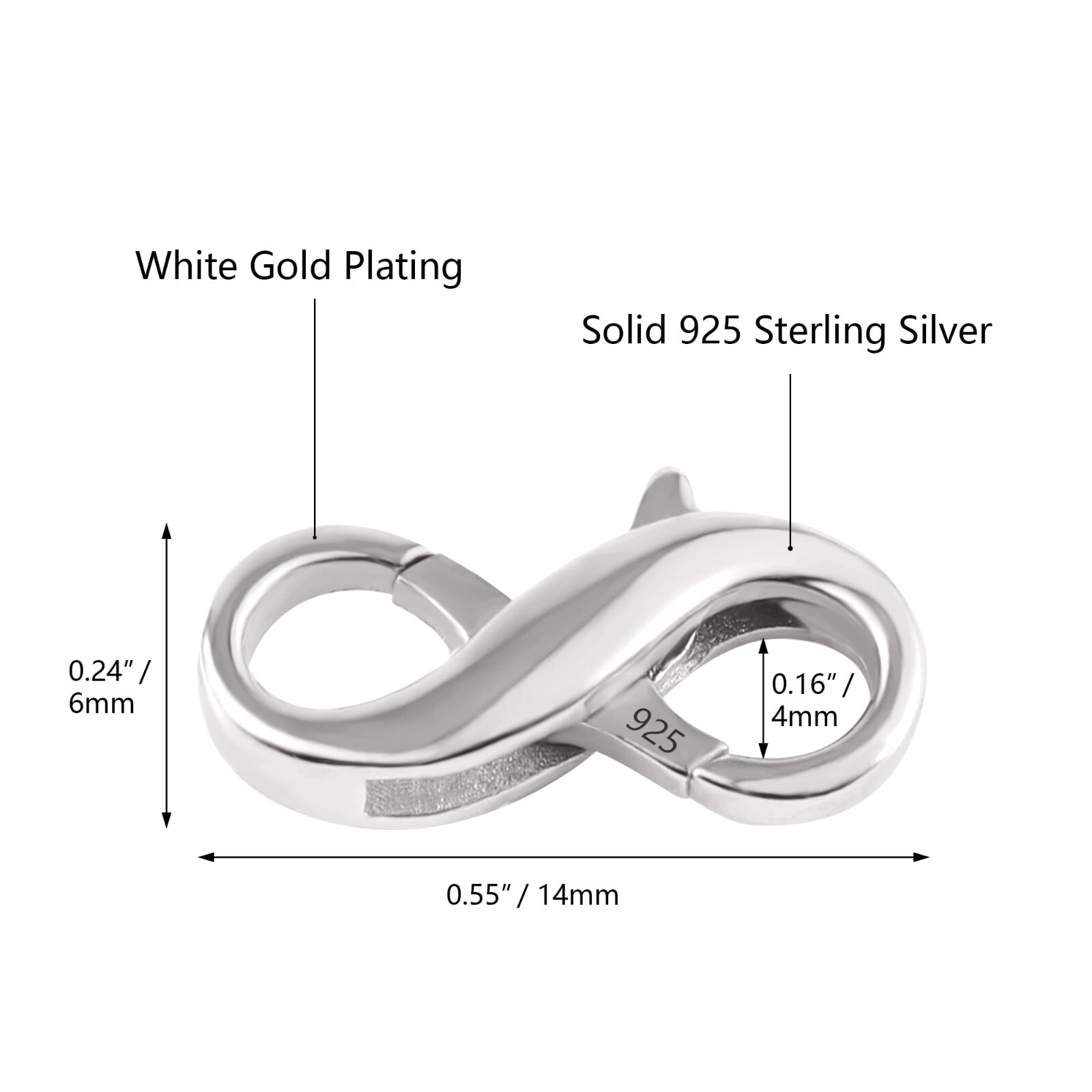 Lobster Clasp Necklace Bracelet Extender 925 Sterling Silver Connector Claw New