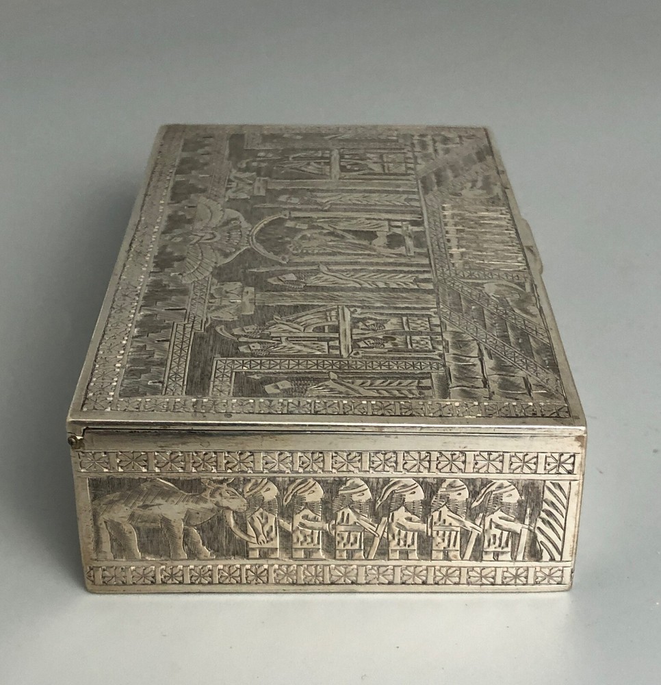 Antique Eastern Solid Silver Cigarette Box 309g BLZX