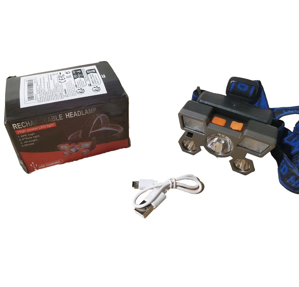 Rechargeable Headlamp Waterproof High Powered LED Light, 4 Modes & USB Charging