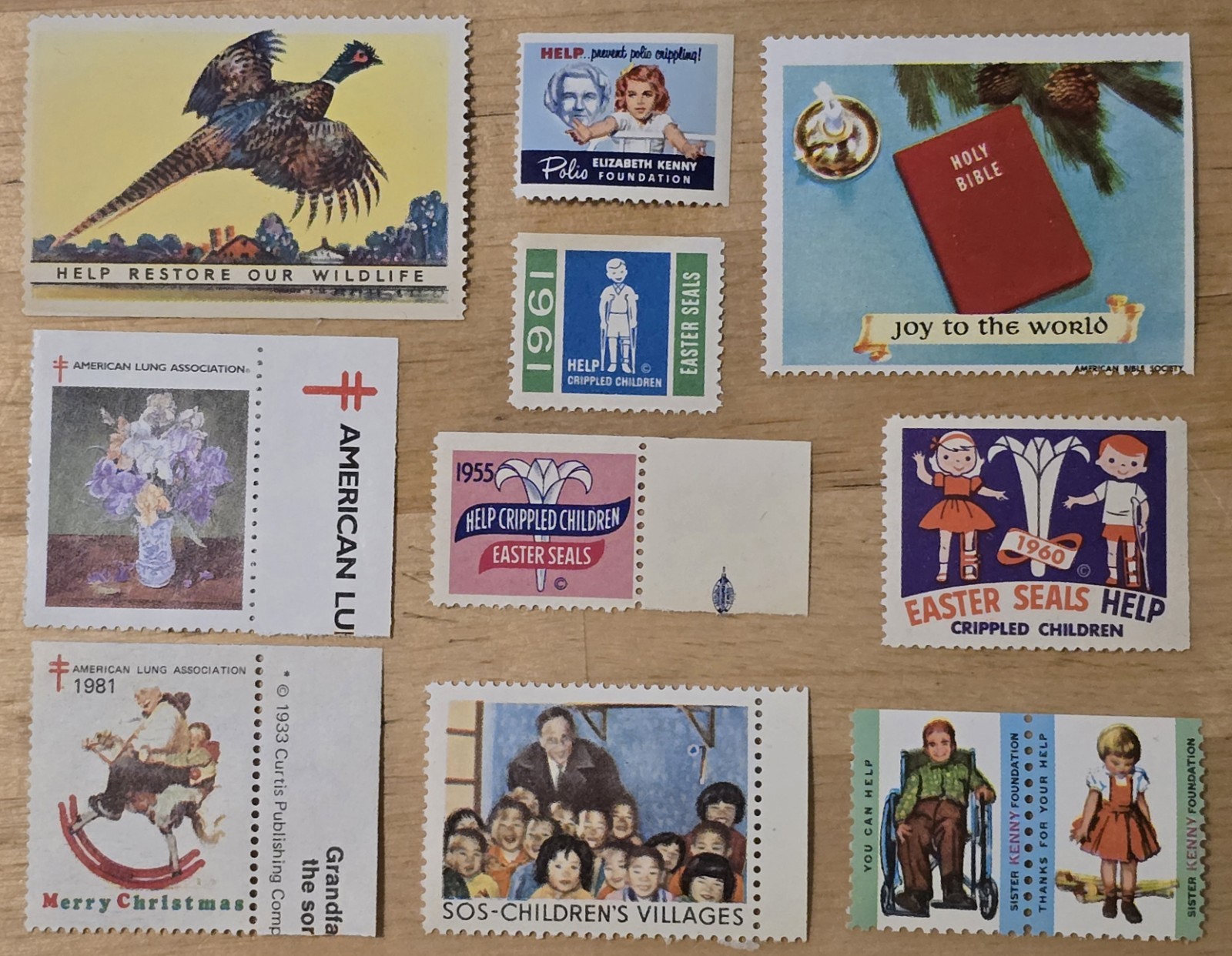 Cinderellas, Charity Fund Raiser Christmas Easter Seals 11 Different All MNH