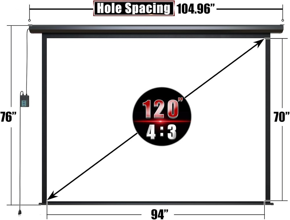 Electric Projector Screen 120 inch - Remote Control Included