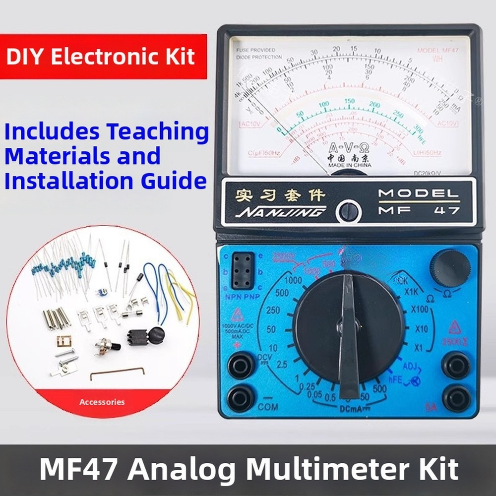 MF47 Multimeter Kit for DC AC Voltage Current Resistance Capacitance Testing