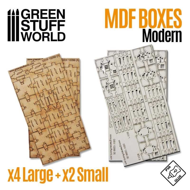 Green Stuff World 10299 Modern Box (MDF Boxes) Sci-Fi Crates Terrain Scenery