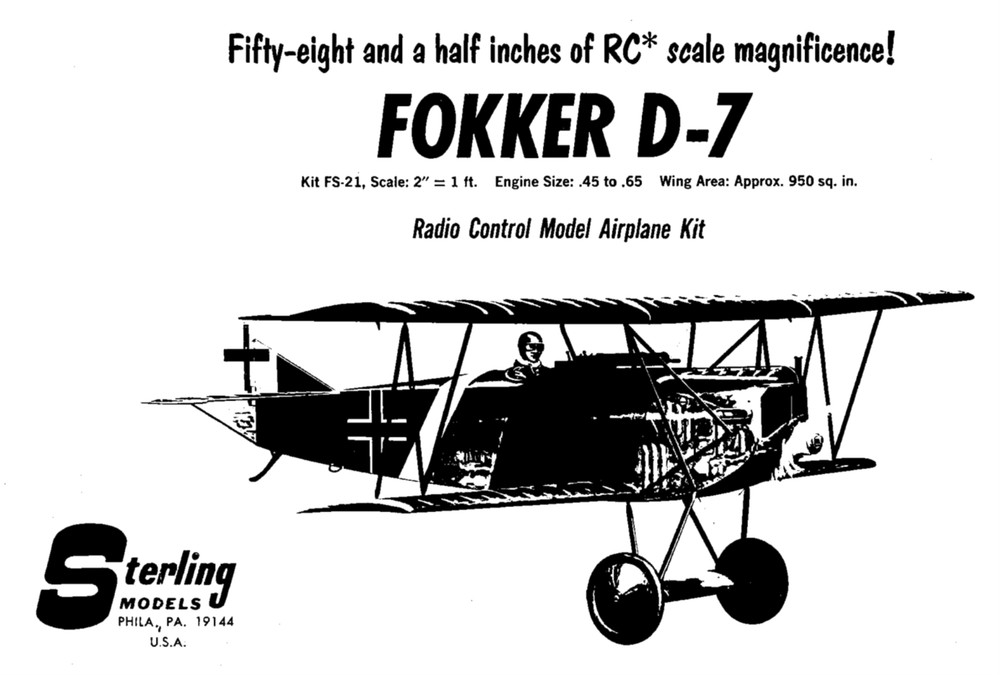 FOKKER D-7 Sterling Supporting Documents for Building a Model Airplane