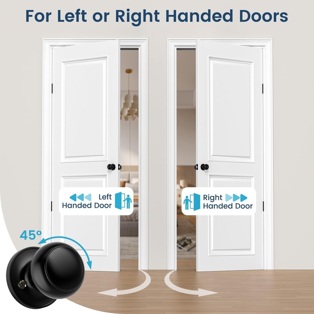 Passage Door Knobs, 10 Pack Matte Black Door Knobs, Hallway Closet Non-Lockin...