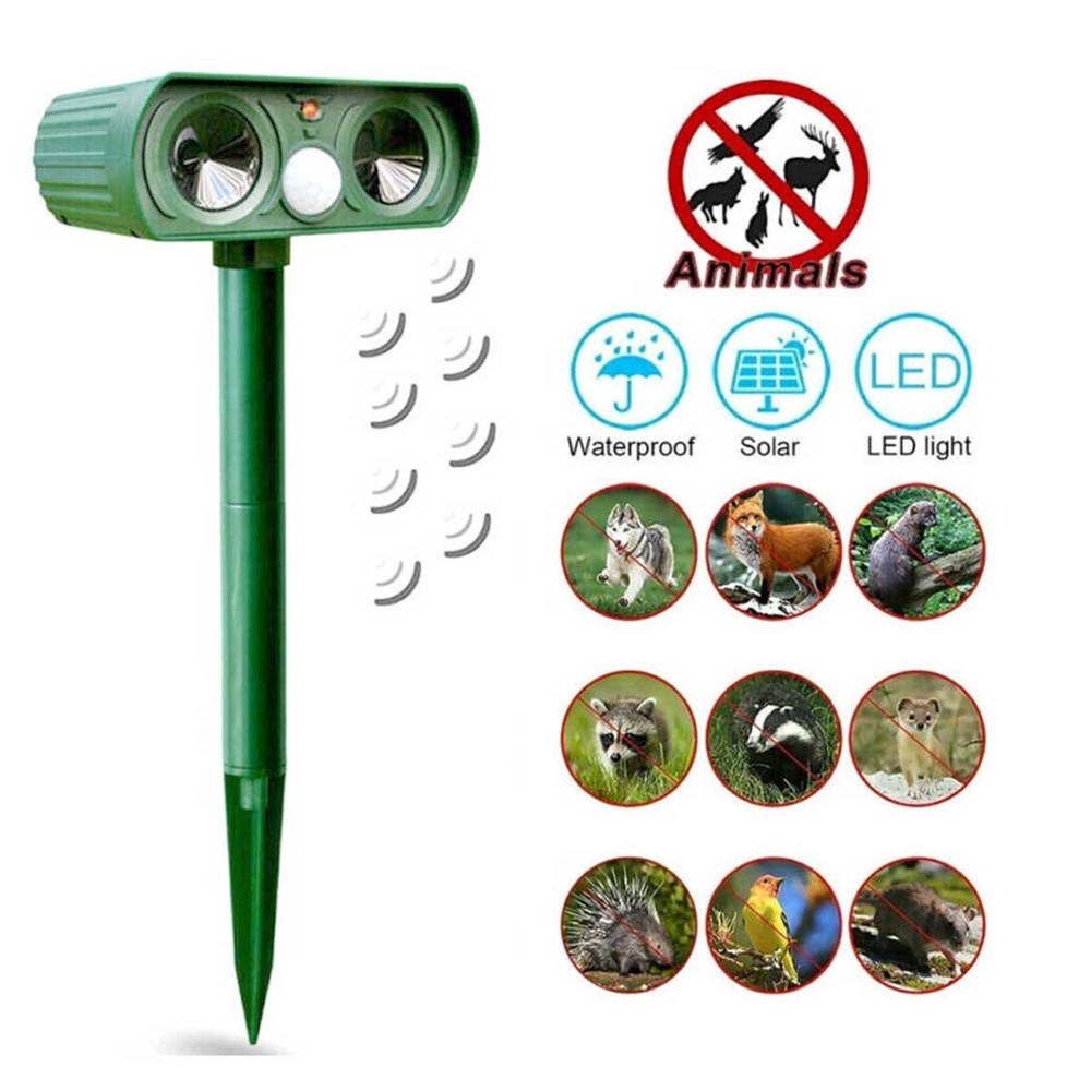 Motion Sensor Solar Ultrasonic Bird Repellers Pest Control Scarer Deterrent Fox