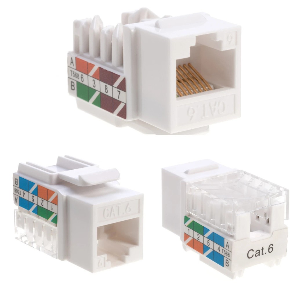100 pcs Cat6 Punchdown Keystone Jack White 45 Degree Angle Ethernet Network PACK