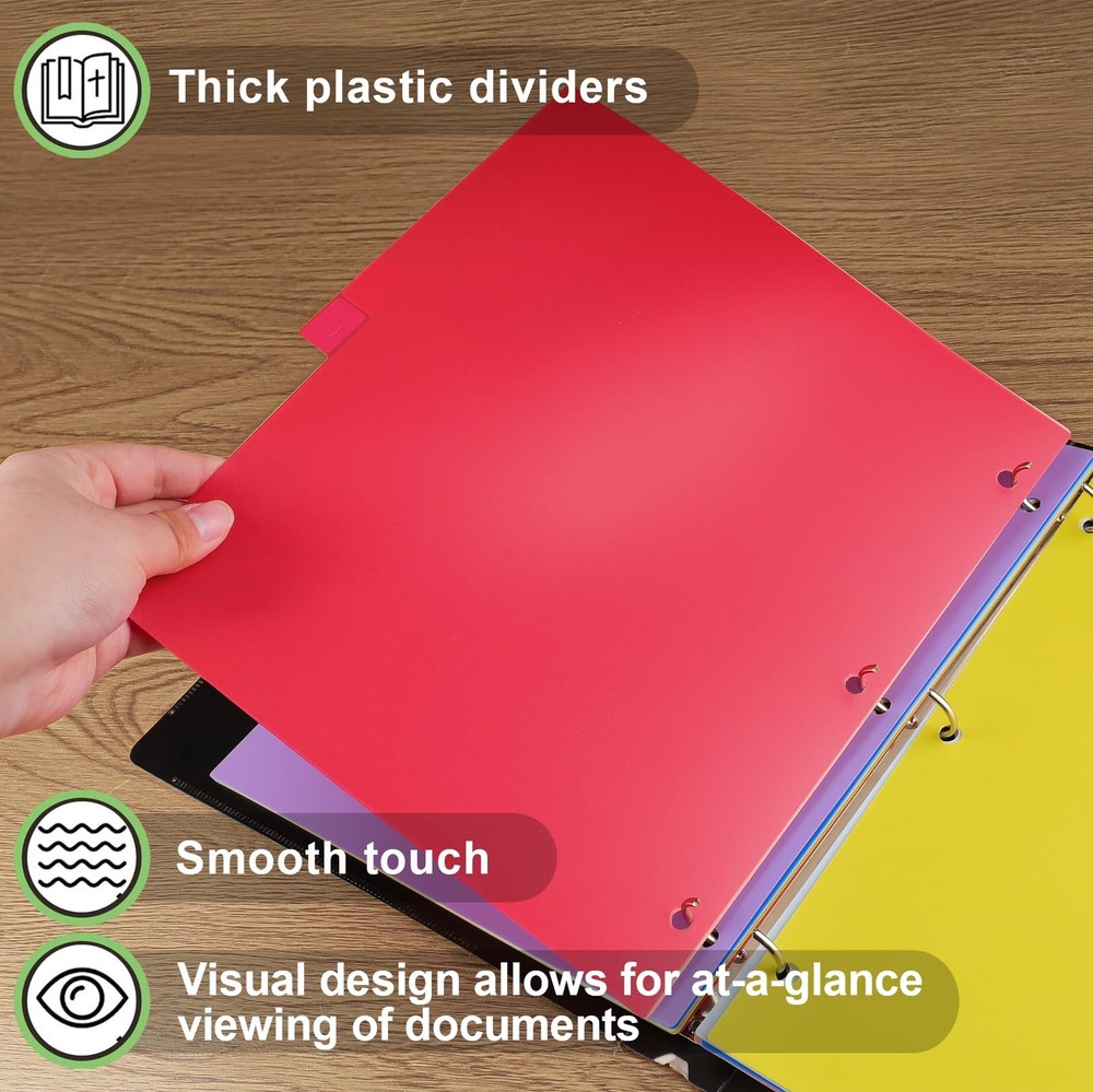 12 Pack Binder Dividers Multicolor Tab Dividers for 3 Ring Binder | Binder Tabs