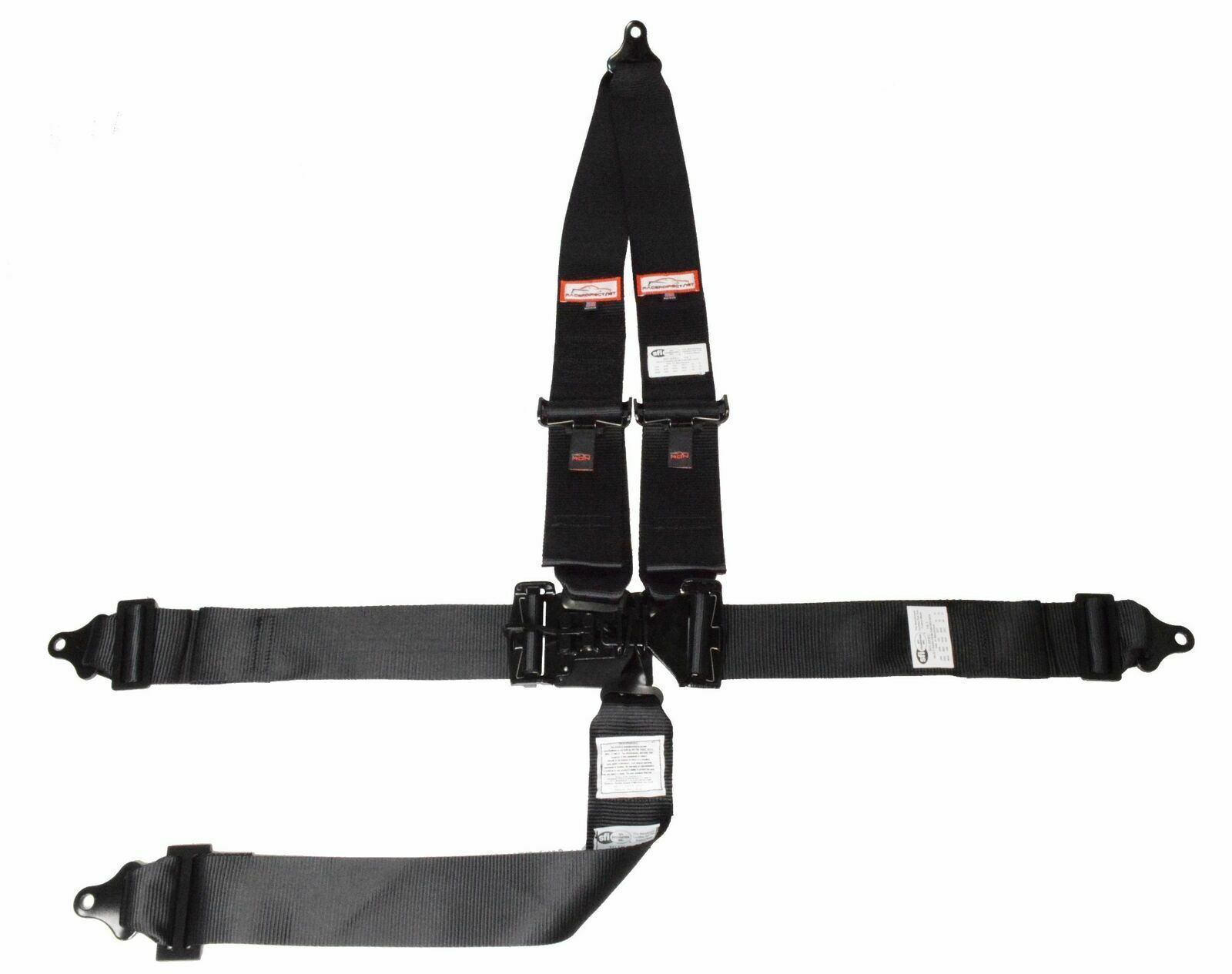 OUTLAW AUTO RACING HARNESS BELT V MOUNT SFI 16.1 LATCH & LINK 5 POINT BLACK