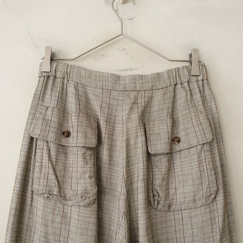 Lisette Linen-Blend Graph Check Jogger Pants Size 38