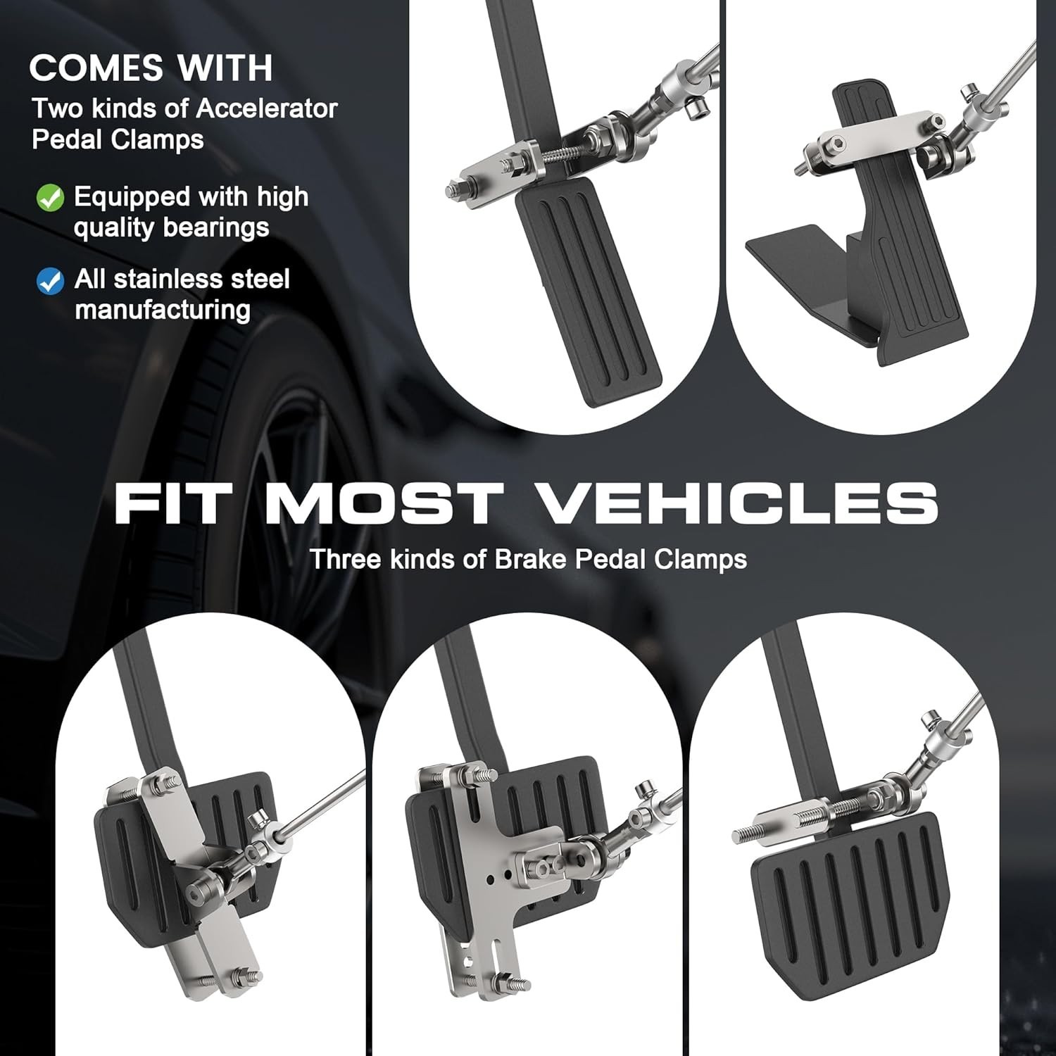 Fixed Hand Controls for Disabled Drivers, Push/Pull Car Pedal Assist Device