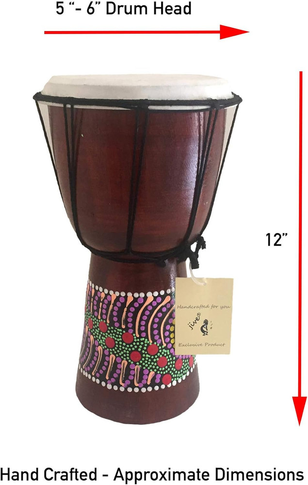 Djembe Drum – Hand Carved African Drum, Bongo Congo Style – Solid Mahogany with